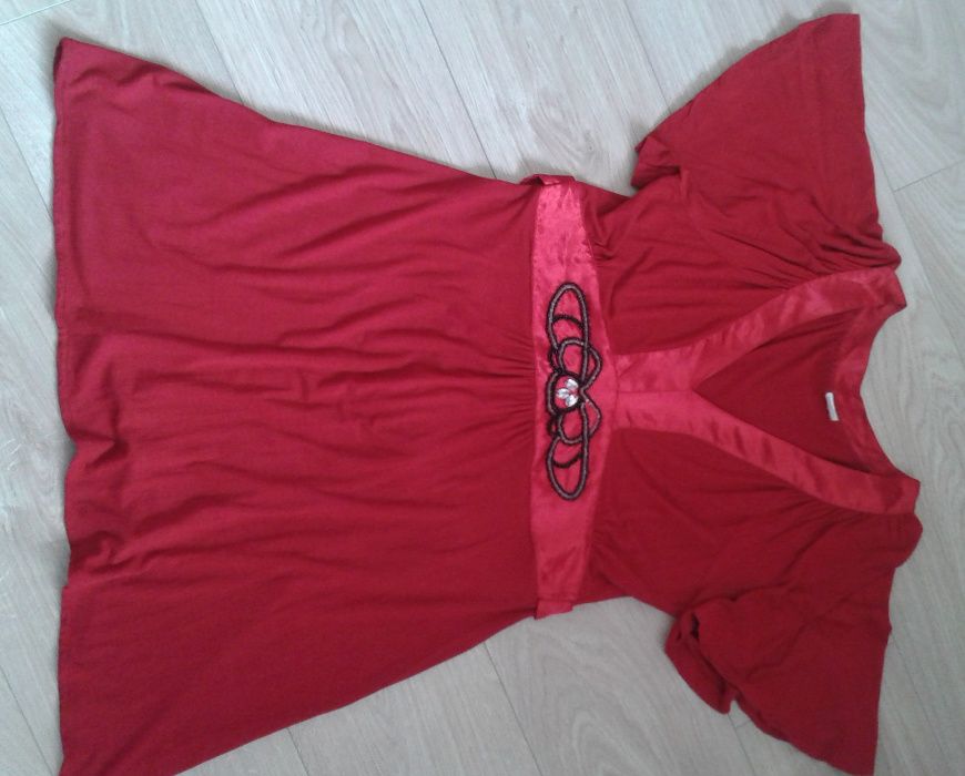 Tunika bluzka 40/42 M/L ciążowa bawełna damska sukienka czerwona