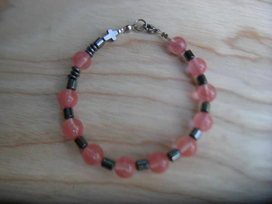 bransoletka damska męska 18,5cm różaniec opal hematyt