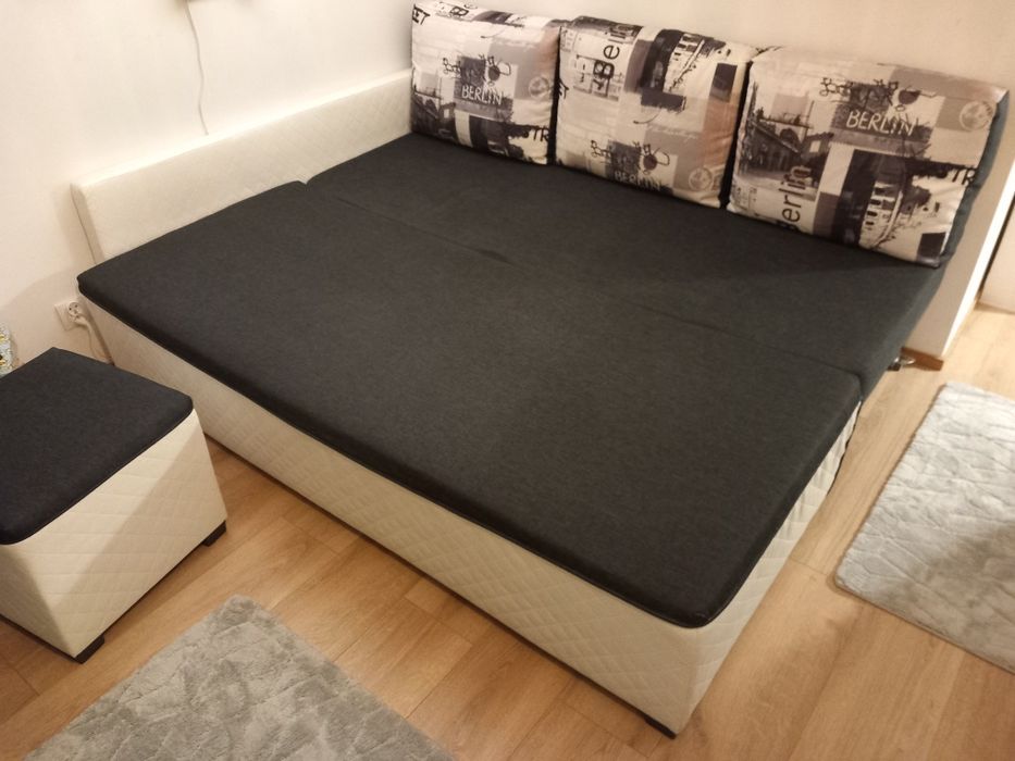 Łóżko rozkładane narożne biało czarne