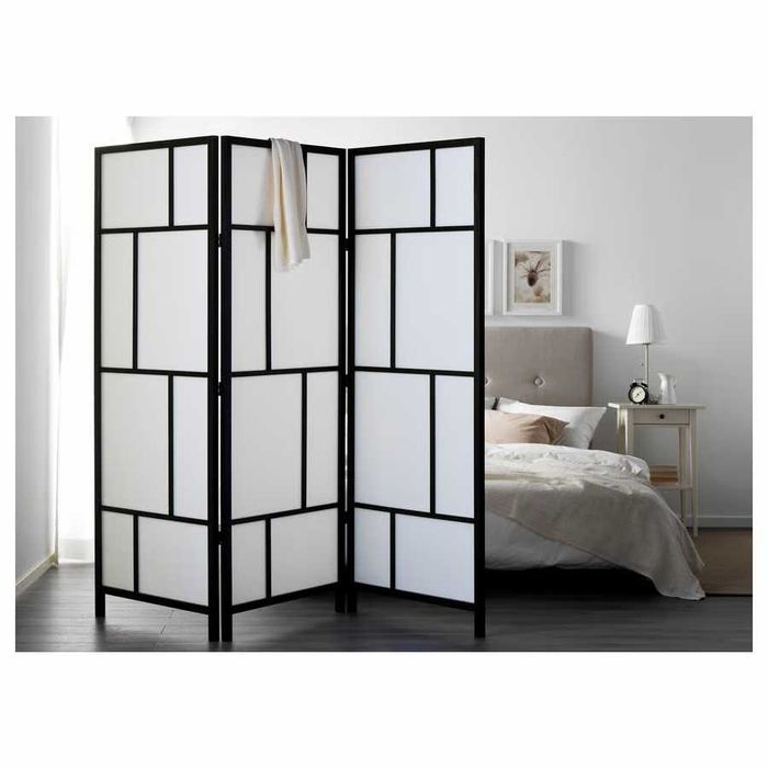 Biombo RISÖR, branco/preto, 216x185 cm