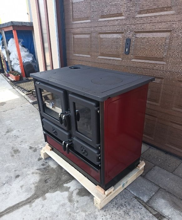 Magnum kuchnia żeliwna z piekarnikiem, wiśniowa, prawa