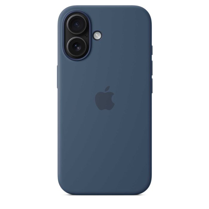 Capa NOVA da Apple em silicone com MagSafe para iPhone 16 – Azul denim