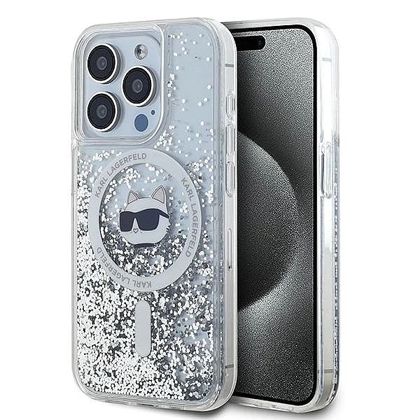 Etui Karl Lagerfeld Liquid Glitter Choupette Head MagSafe na iPhone 15