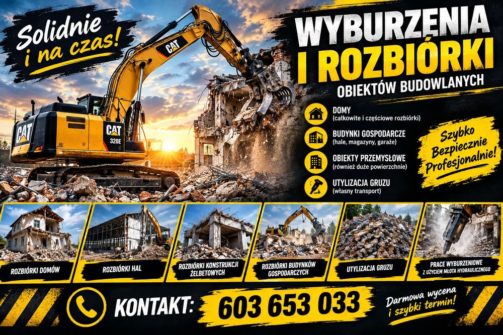 Rozbiórki wyburzenia wywóz gruzu gliny wykopy