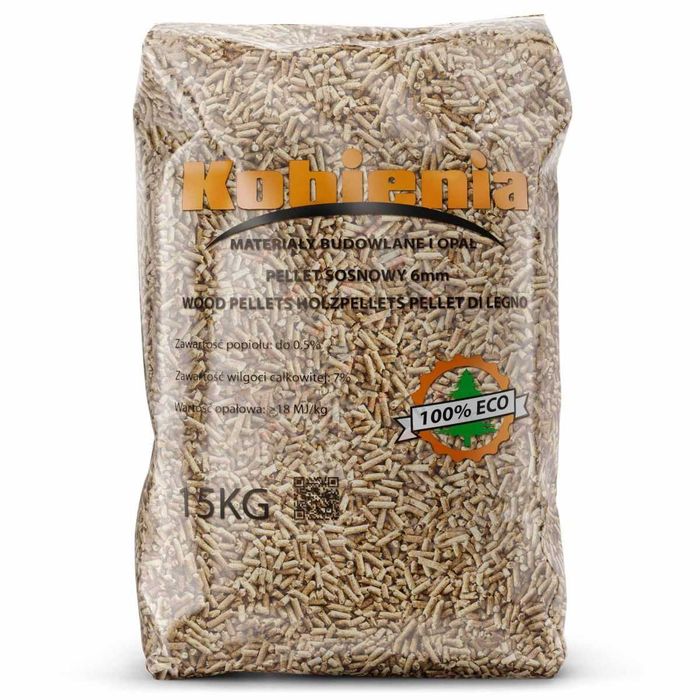 Pellet drzewny Kobienia SOSNOWY 6mm A1 producent (1005kg na palecie)