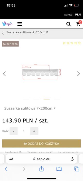 Sepio suszarka sufitowa zewnętrzna/wewnętrzna 7 prętów 200cm szerokość