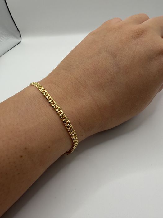 Złota bransoletka garibaldi damska męska 18 cm 585