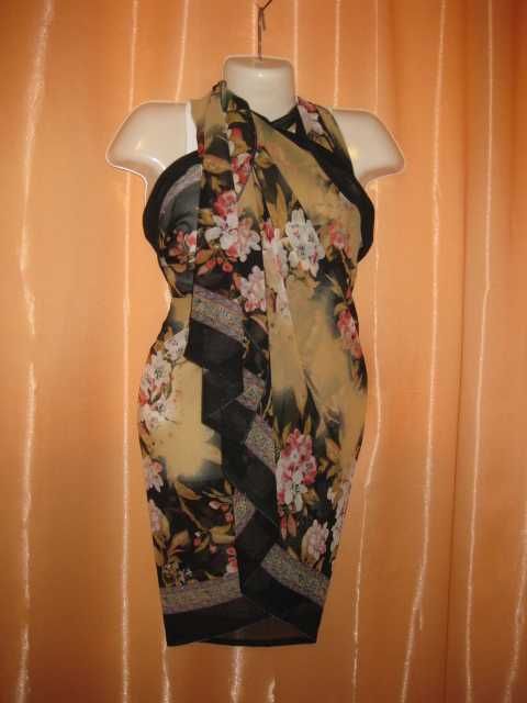 легкий парео шарф шаль платок накидка темний чорний шифоновий