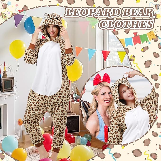 Piżama kigurumi damska lampart pluszowa z kapturem L