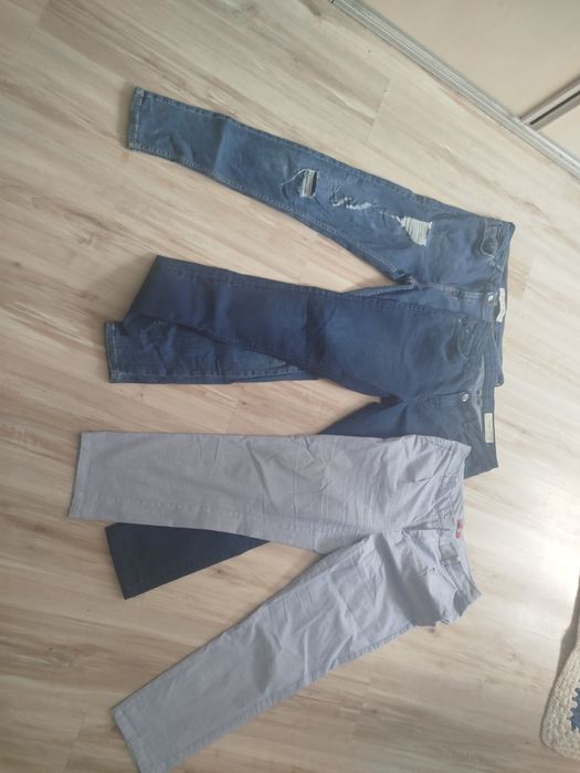 Spodnie Jeansy 2 pary+1 materiałowe (dziś 20zł)