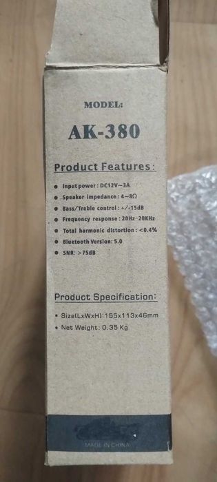 Підсилювач звуку AK-380 усилитель BT USB MP3 FM Line 2x40 Вт