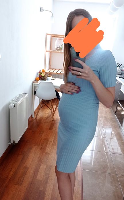 Sukienka ciążowa błękitna baby blue elastyczna rozmiar M