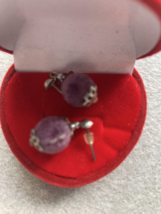 Kolczyki kulka koloru wrzos delikatne