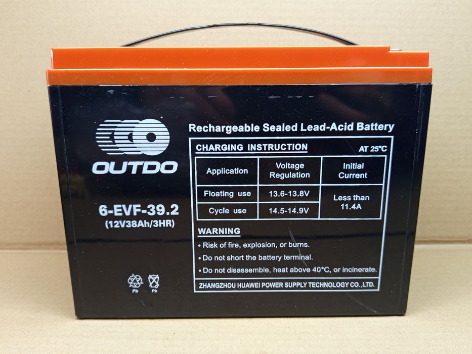 Акумулятор AGM тяговий АКБ 12V 38Ah, 6EVF-39.2  (223-105-174mm)  OUTDO