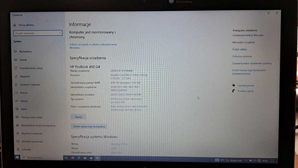 HP ProBook 450 G4 15,6" Intel Core i5, 4GB RAM, SSD 256GB, Win 10 Prof