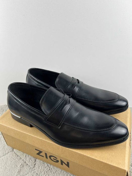 Buty męskie czarne połbuty mokasyny zign 44