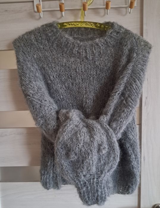 Puszysty sweter Alpaka  z Merino. Handmade.