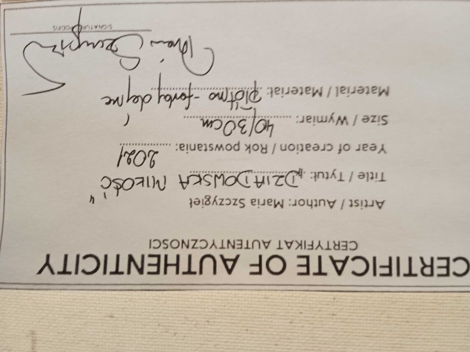 Maria Szczygieł obraz Dziadowska Miłość