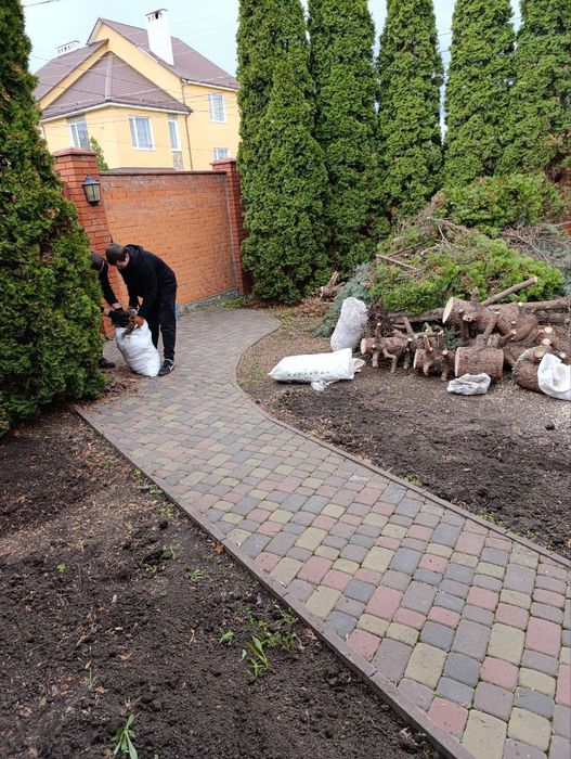 Уборка участка под ключ. Обрезка, спил деревьев. Покос травы,мнг.дрг