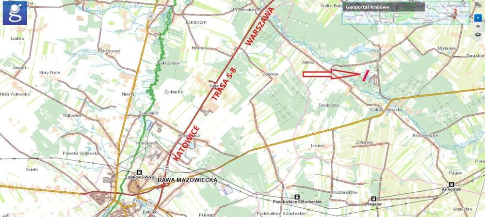 Działka budowlana 1,40 ha Ossa k/ Rawy Maz