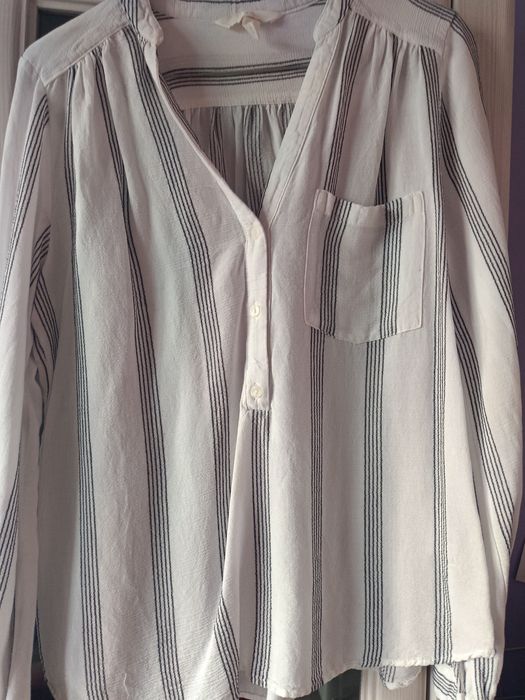 Bluzka h&M 36 S biała w czarne paski lekka elegancka