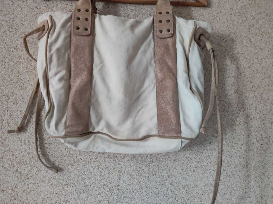 torba shopper torebka na ramię do ręki lniana safari reserved