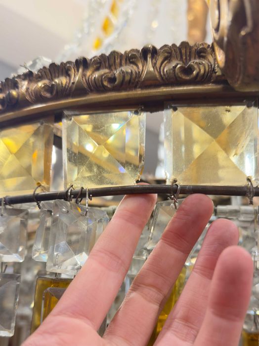 Lustre cristal bronze Art Deco Baccarat | século XIX