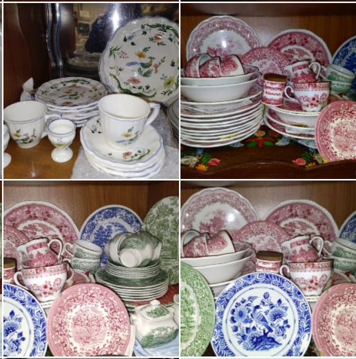 Посуд англійський червоний тарілки, блюдця чашки