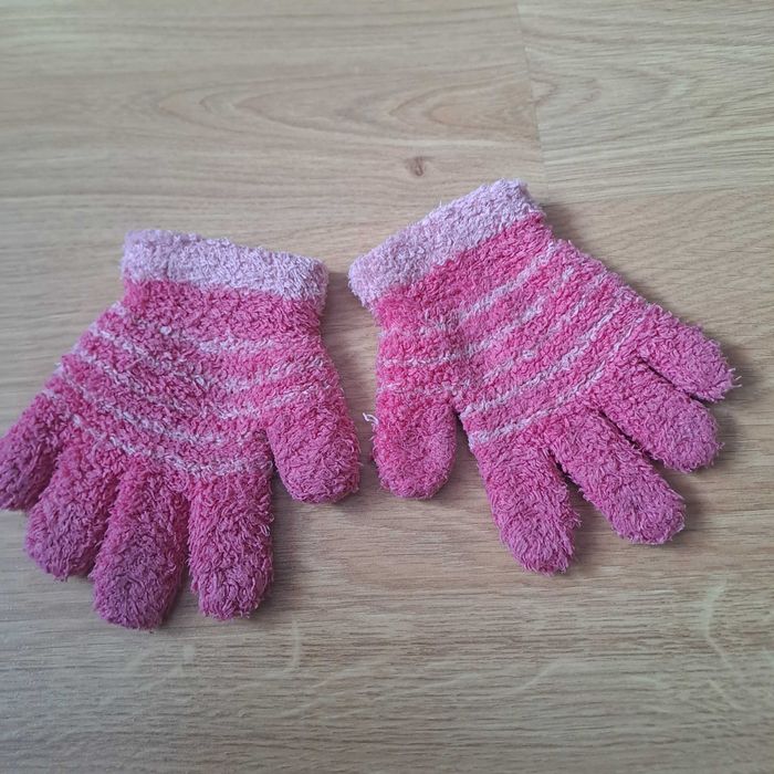 Ciepłe polarowe rękawiczki dziecięce w paski / zestaw 2 par