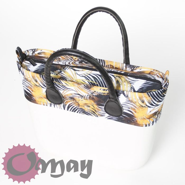 CZARNY organizer do OBAG MINI +OPASKA liście "złote" 2 kieszenie OMAY