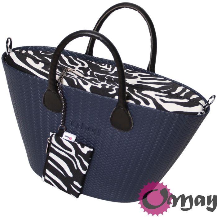 Czarny organizer do OBAG KNIT MINI Playa Mini zebra SASZETKA Łańcuszek