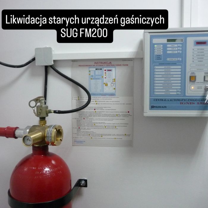 Likwidacja starych urządzeń gaśniczych SUG Skup butli FM200,FE36,NOVEC 1230
