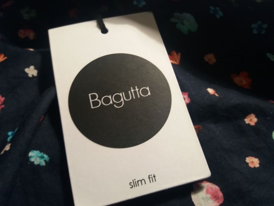 Bagutta мужская синяя рубашка с цветочным принтом