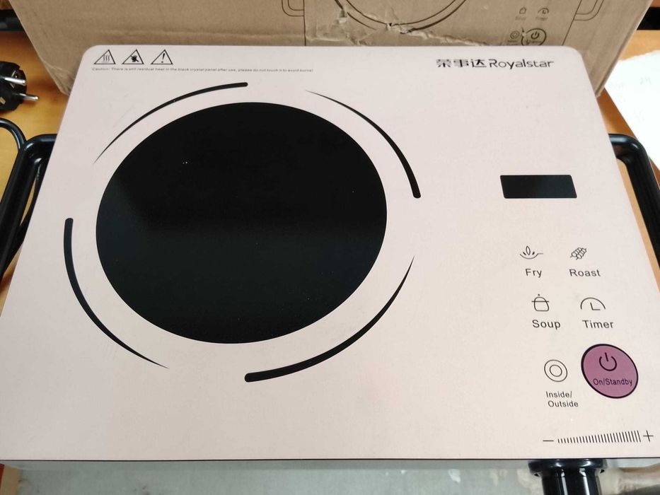 Fogão Elétrico de Cerâmica Royalstar 2200W – Controle Duplo (Touch e Botão Giratório) – Compatível com Todos os Tipos de Panelas