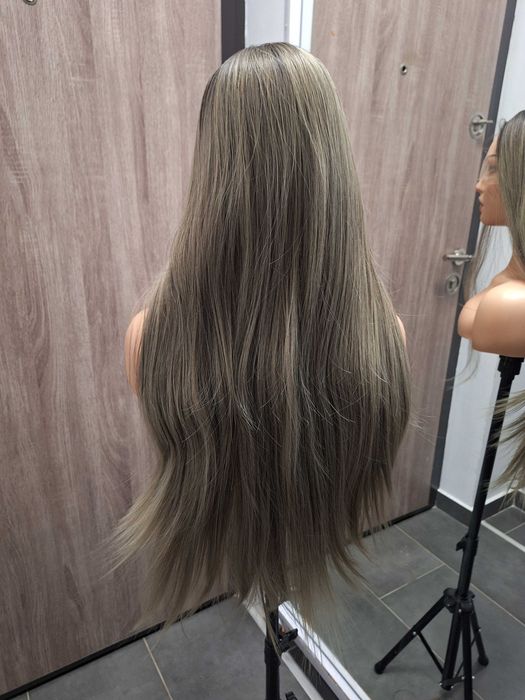Długa Prosta Ciemny Blond Peruka Koronkowej Siateczce Lace Front Wig