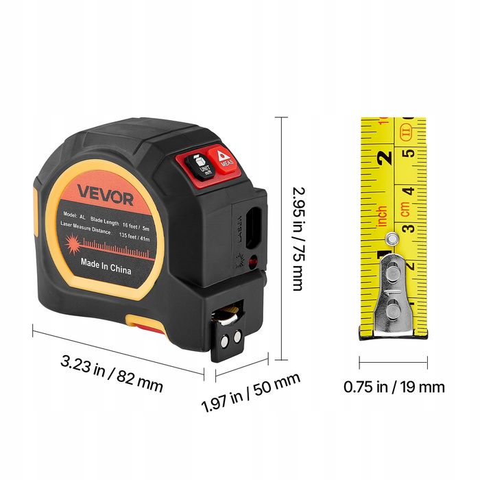 VEVOR 2 W 1 laserowa taśma miernicza 41M dalmierz