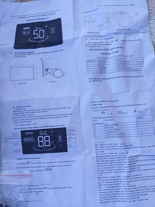Lcd-he vlo para bicicletas eléctricas ou scooters novo.