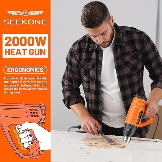 Термофен SEEKONE 2000W , будівельний фен з насадками