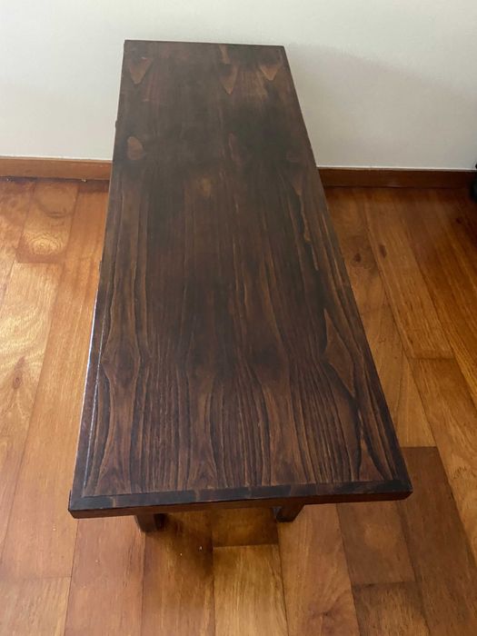 Mesa de centro/apoio em madeira maciça mogno com 1,20 m x 0,42 m