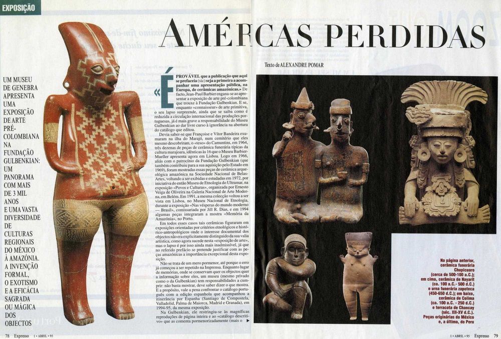 CATÁLOGO DA EXPOSIÇÃO «Arte Pré-Colombiana da Colecção Barbier-Mueller» Na FCGULBENKIAN 1995