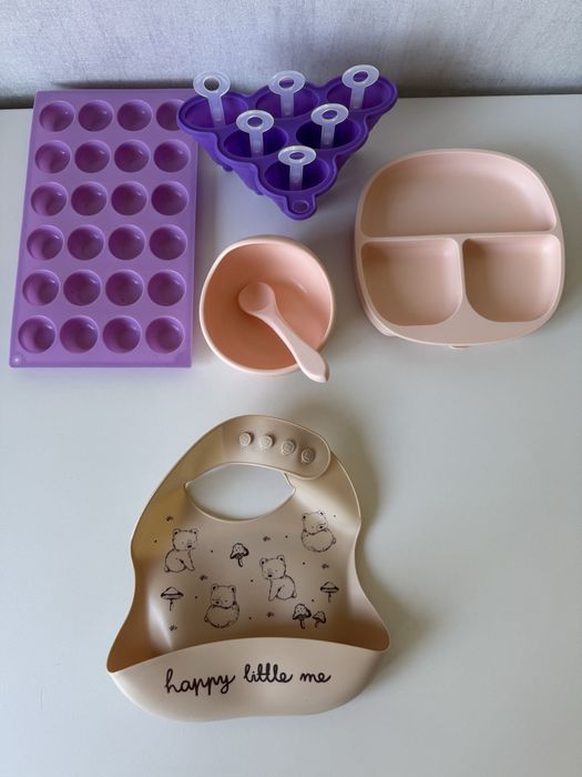 Силиконовая посуда для прикорма, набор посуды для кормления ребенка