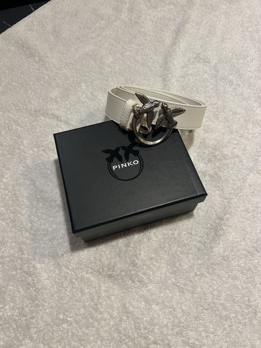 Biały Pasek Pinko - srebrna klamra