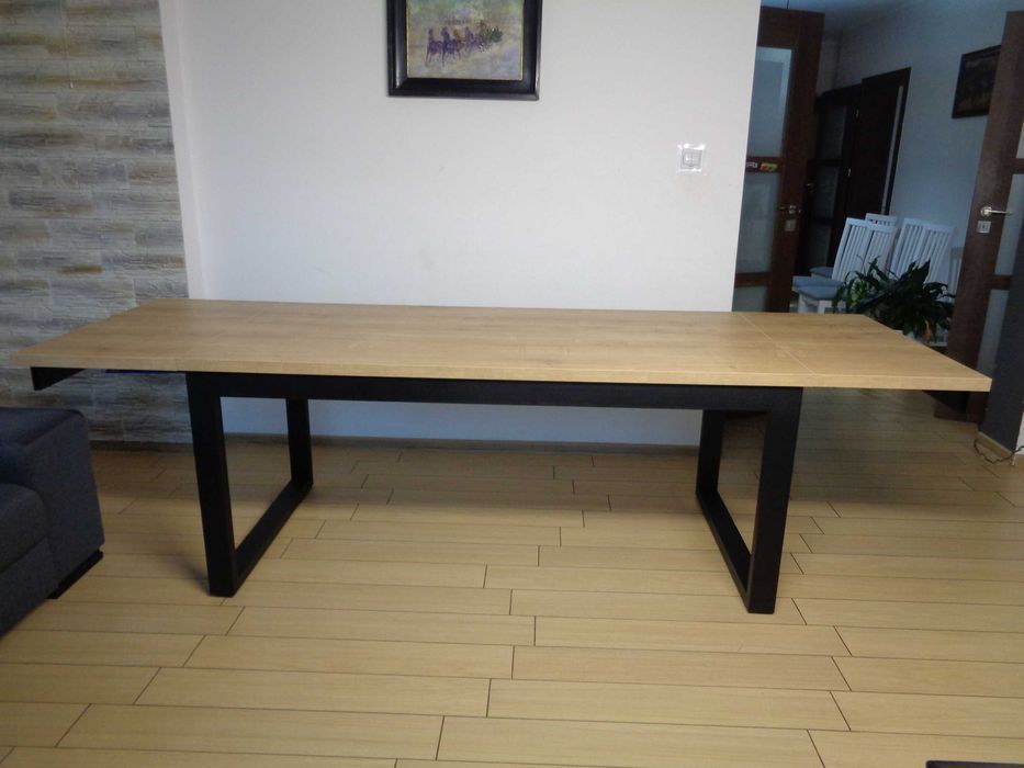 ROZKŁADANY Stół LOFT industrialny 180x90+2x45 Dostawki Ramka  EGGER