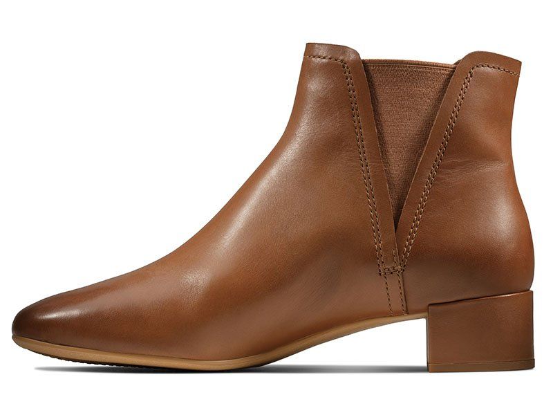 Clarks Botki damskie - Orabella Ruby, licowe - r 37 - Brązowe, Skóra