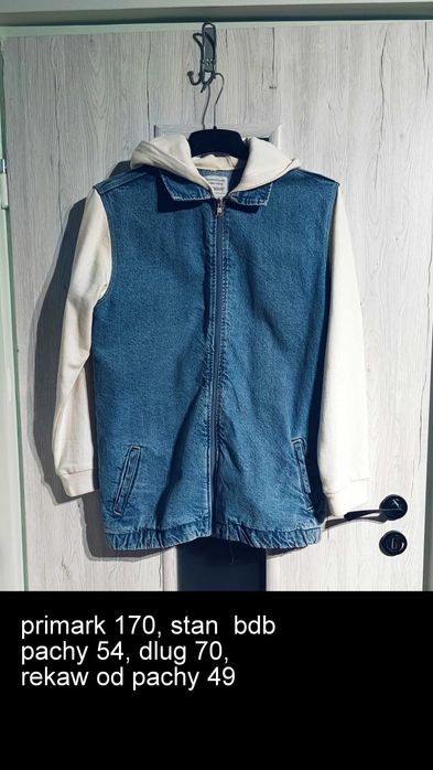 Kurtka dżinsowa chłopięca primark 170 z dresowym kapturem