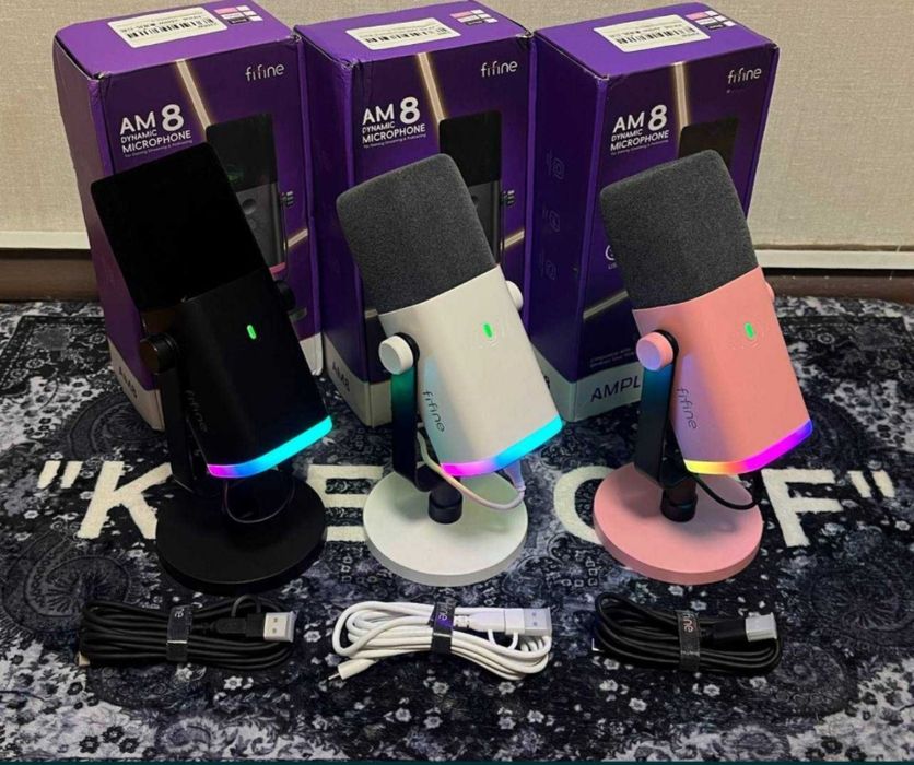 Оригінал нові, чорні/білі мікрофони Fifine Ampligame AM8 для стрімерів