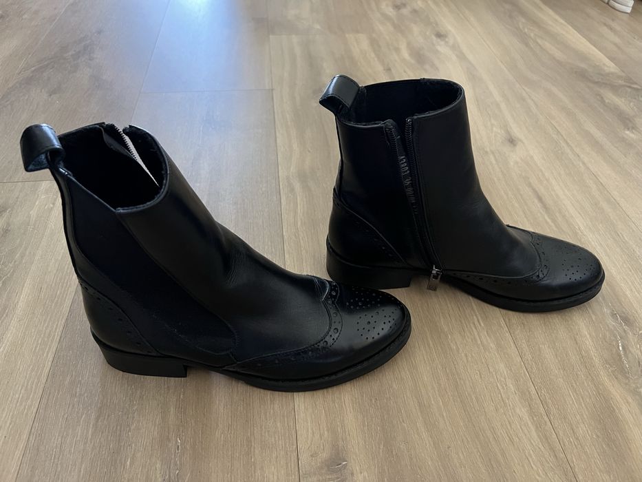 Sztyblety botki skórzane Nessi 43803 rozm 36 czarne ocieplne