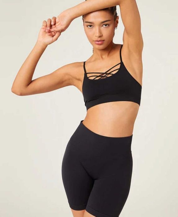 Топ для йоги и спорта Etam черный и голубой