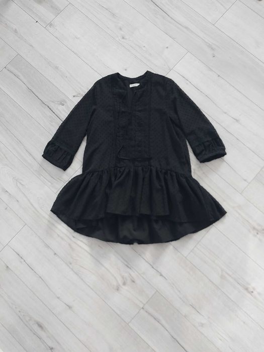 Bluzka tunika czarna boho Reserved zwiewna falbanka 36 S
