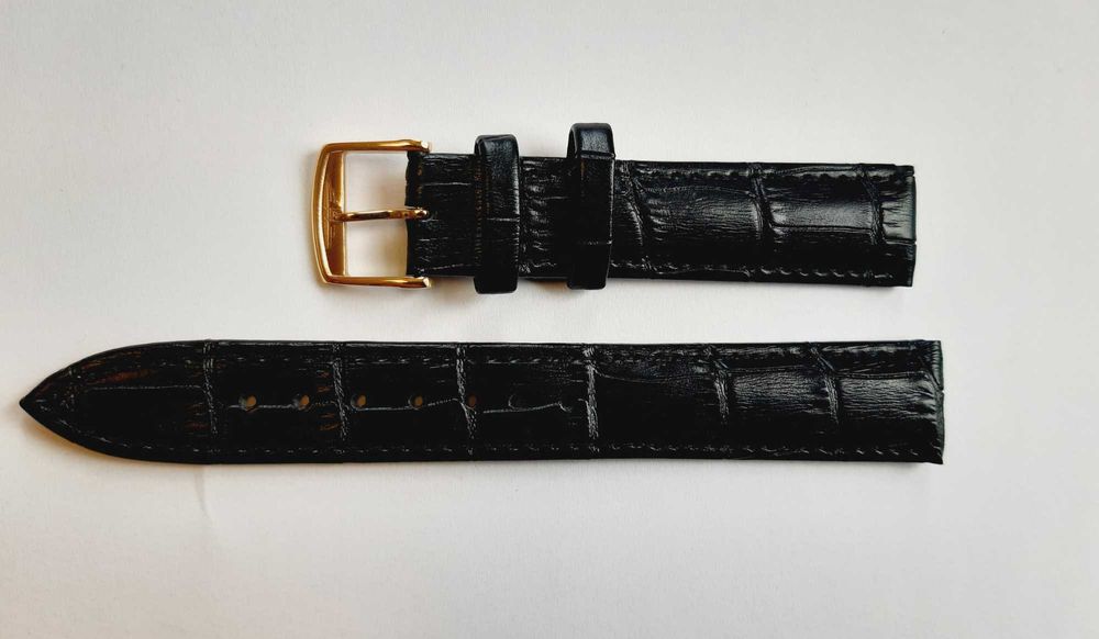 Skórzany pasek do zegarka 18mm 20mm Longines klamra srebrna złota